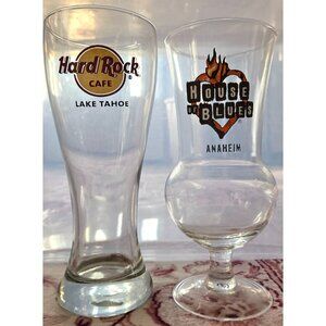 Hard Rock Café Pilsner Lake Tahoe And House of Blues 8" Stemmed Beer Glass Tall